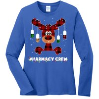 Funny Red Plaid Reindeer Pharmacy Crew Christmas Gift Great Gift Ladies Long Sleeve Shirt