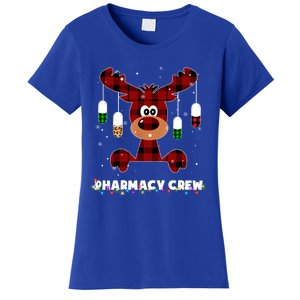 Funny Red Plaid Reindeer Pharmacy Crew Christmas Gift Great Gift Women's T-Shirt