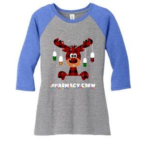 Funny Red Plaid Reindeer Pharmacy Crew Christmas Gift Great Gift Women's Tri-Blend 3/4-Sleeve Raglan Shirt