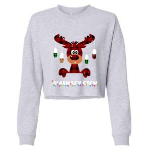 Funny Red Plaid Reindeer Pharmacy Crew Christmas Gift Great Gift Cropped Pullover Crew