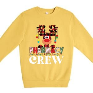 Funny Red Plaid Reindeer Pharmacy Crew Christmas Premium Crewneck Sweatshirt