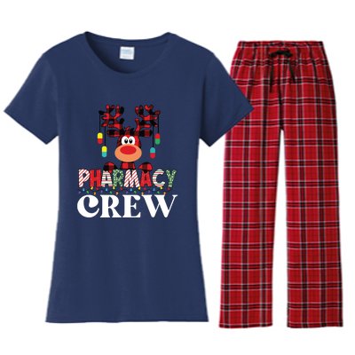 Funny Red Plaid Reindeer Pharmacy Crew Christmas Women's Flannel Pajama Set