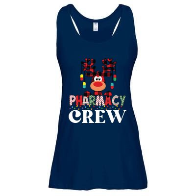 Funny Red Plaid Reindeer Pharmacy Crew Christmas Ladies Essential Flowy Tank