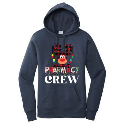 Funny Red Plaid Reindeer Pharmacy Crew Christmas Women's Pullover Hoodie