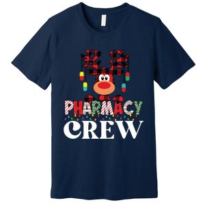 Funny Red Plaid Reindeer Pharmacy Crew Christmas Premium T-Shirt