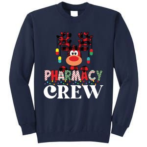 Funny Red Plaid Reindeer Pharmacy Crew Christmas Tall Sweatshirt