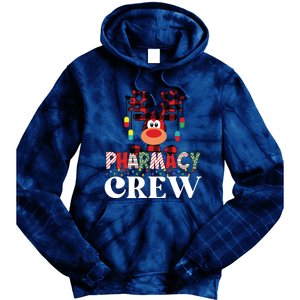 Funny Red Plaid Reindeer Pharmacy Crew Christmas Tie Dye Hoodie