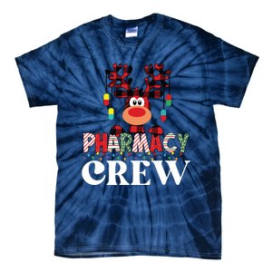 Funny Red Plaid Reindeer Pharmacy Crew Christmas Tie-Dye T-Shirt