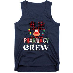 Funny Red Plaid Reindeer Pharmacy Crew Christmas Tank Top