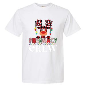 Funny Red Plaid Reindeer Pharmacy Crew Christmas Garment-Dyed Heavyweight T-Shirt