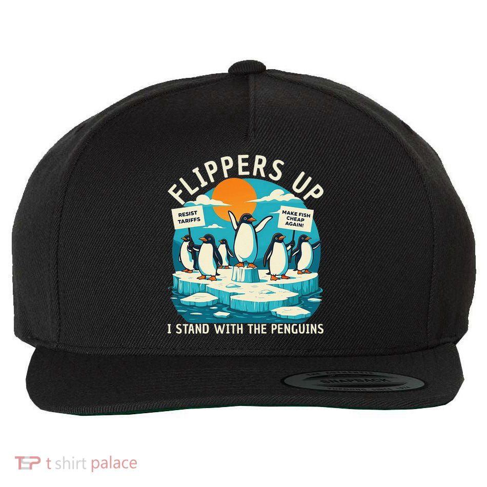 Funny Resist Penguins Protest Against Tariffs Wool Snapback Cap