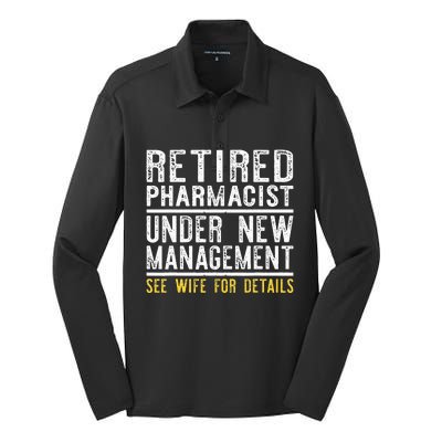 Funny Retirement Pharmacist Dad Retiring Party Humor Silk Touch Performance Long Sleeve Polo