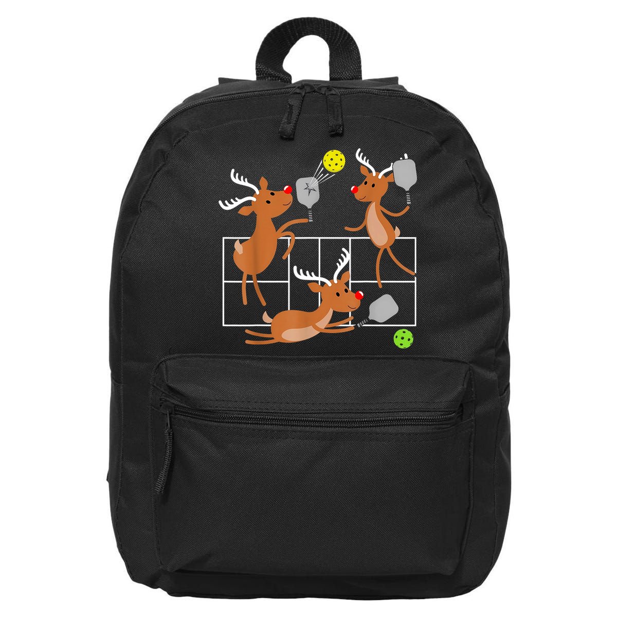 Funny Reindeer Playing Pickleball Christmas Sports Player Gift 16 in Basic Backpack