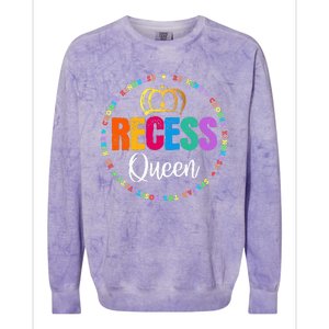 Funny Recess Queen Crew School Teachers Students Monitor Colorblast Crewneck Sweatshirt