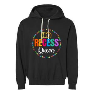 Funny Recess Queen Crew School Teachers Students Monitor Garment-Dyed Fleece Hoodie