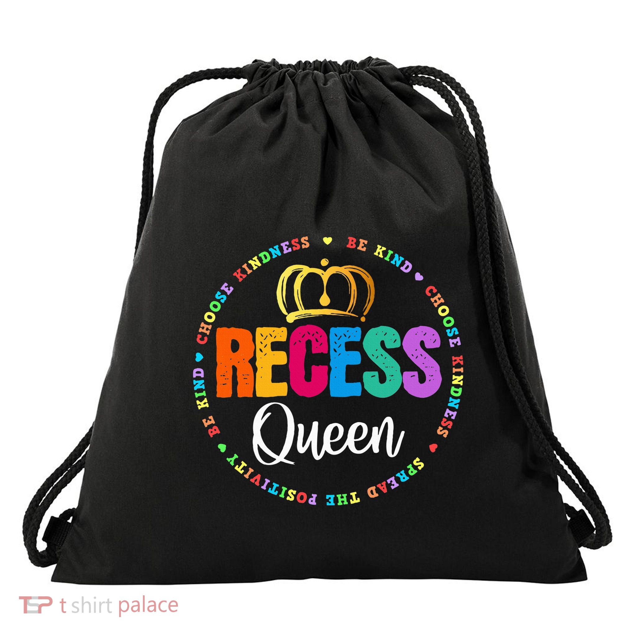 Funny Recess Queen Crew School Teachers Students Monitor Drawstring Bag
