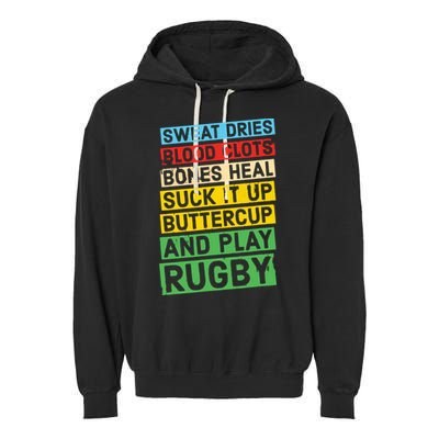 Funny Rugby Quote Play Rugby Garment-Dyed Fleece Hoodie