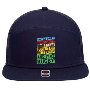 Funny Rugby Quote Play Rugby 7 Panel Mesh Trucker Snapback Hat