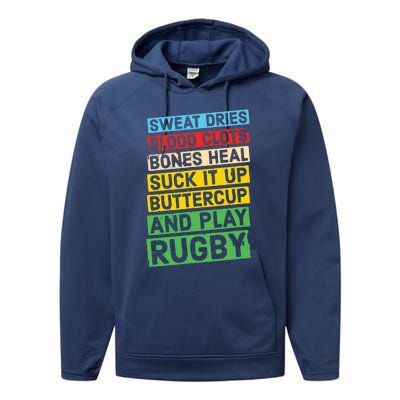 Funny Rugby Quote Play Rugby Performance Fleece Hoodie