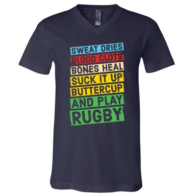 Funny Rugby Quote Play Rugby V-Neck T-Shirt