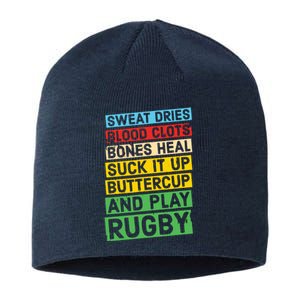 Funny Rugby Quote Play Rugby Sustainable Beanie