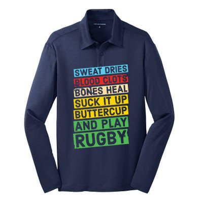 Funny Rugby Quote Play Rugby Silk Touch Performance Long Sleeve Polo