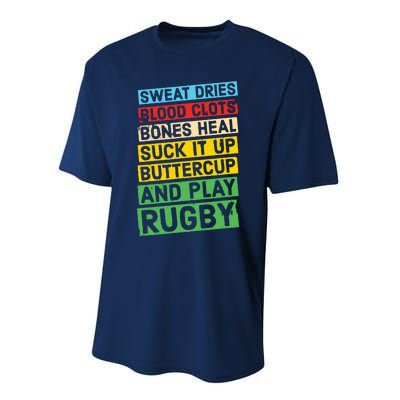 Funny Rugby Quote Play Rugby Performance Sprint T-Shirt