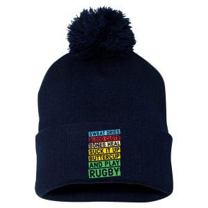 Funny Rugby Quote Play Rugby Pom Pom 12in Knit Beanie