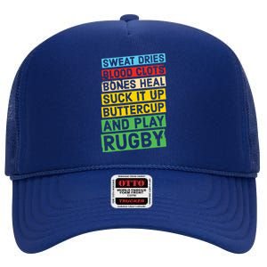 Funny Rugby Quote Play Rugby High Crown Mesh Back Trucker Hat