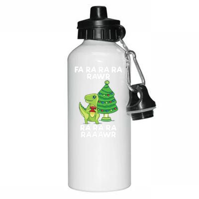 Fa Ra Rawr Christmas Tyrannosaurus Rex Xmas Santa Hat Cute Gift Aluminum Water Bottle