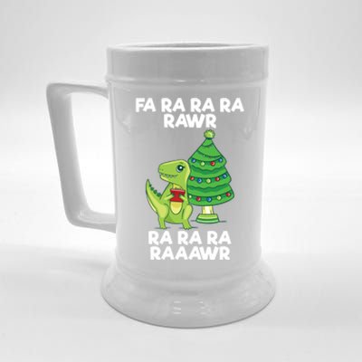 Fa Ra Rawr Christmas Tyrannosaurus Rex Xmas Santa Hat Cute Gift Beer Stein