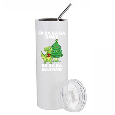 Fa Ra Rawr Christmas Tyrannosaurus Rex Xmas Santa Hat Cute Gift Stainless Steel Tumbler