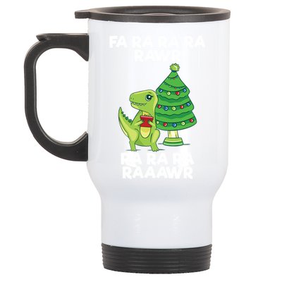 Fa Ra Rawr Christmas Tyrannosaurus Rex Xmas Santa Hat Cute Gift Stainless Steel Travel Mug