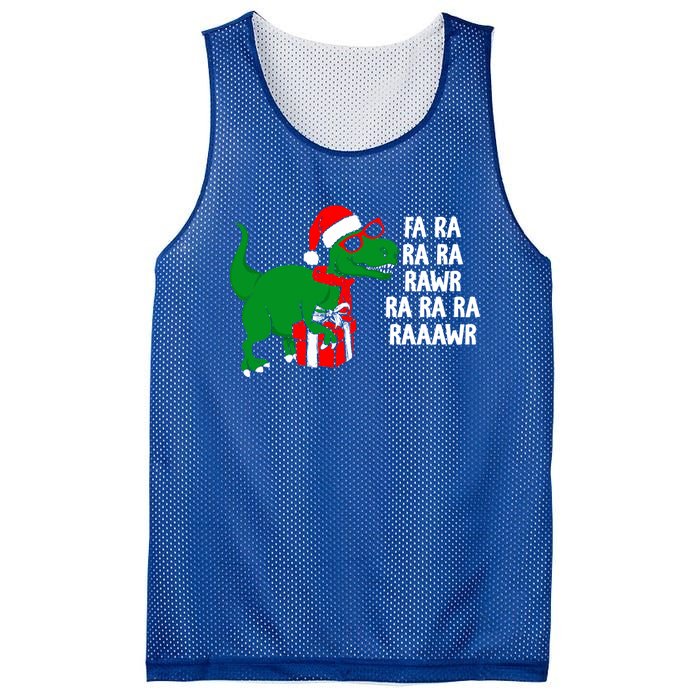 Fa Ra Rawr Christmas Tyrannosaurus Rex Xmas Santa Hat Cute Gift Mesh Reversible Basketball Jersey Tank