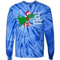 Fa Ra Rawr Christmas Tyrannosaurus Rex Xmas Santa Hat Cute Gift Tie-Dye Long Sleeve Shirt