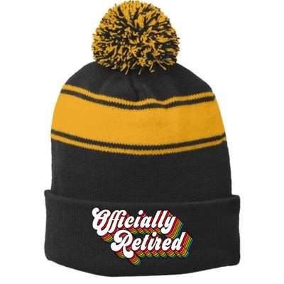 Funny Retro Retired Retirement Gift Stripe Pom Pom Beanie