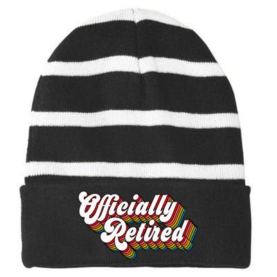 Funny Retro Retired Retirement Gift Striped Beanie with Solid Band