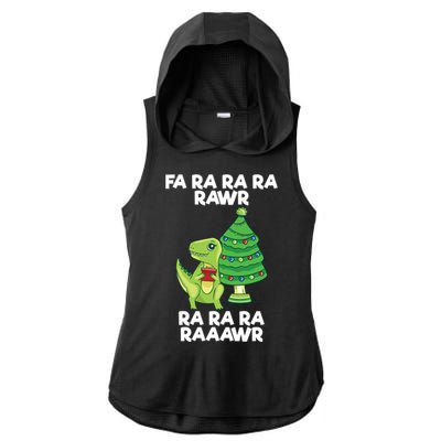 Fa Ra Rawr Christmas Tyrannosaurus Rex Xmas Santa Hat Gift Ladies PosiCharge Tri-Blend Wicking Draft Hoodie Tank