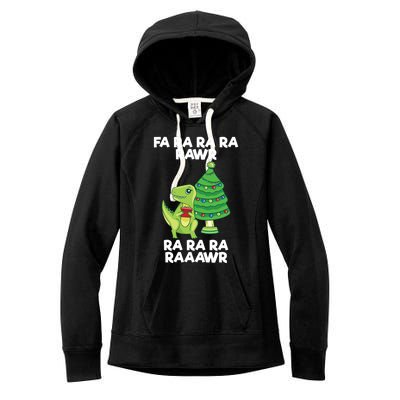 Fa Ra Rawr Christmas Tyrannosaurus Rex Xmas Santa Hat Gift Women's Fleece Hoodie