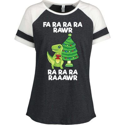 Fa Ra Rawr Christmas Tyrannosaurus Rex Xmas Santa Hat Gift Enza Ladies Jersey Colorblock Tee