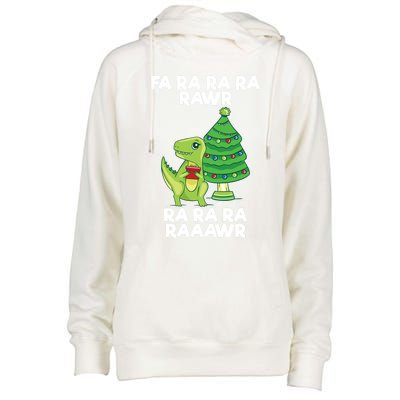 Fa Ra Rawr Christmas Tyrannosaurus Rex Xmas Santa Hat Gift Womens Funnel Neck Pullover Hood