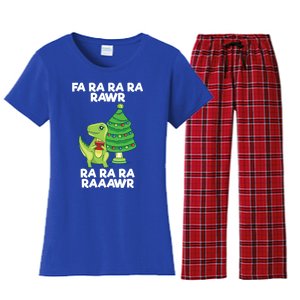 Fa Ra Rawr Christmas Tyrannosaurus Rex Xmas Santa Hat Gift Women's Flannel Pajama Set