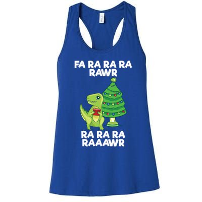 Fa Ra Rawr Christmas Tyrannosaurus Rex Xmas Santa Hat Gift Women's Racerback Tank