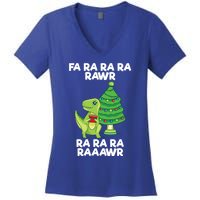 Fa Ra Rawr Christmas Tyrannosaurus Rex Xmas Santa Hat Gift Women's V-Neck T-Shirt