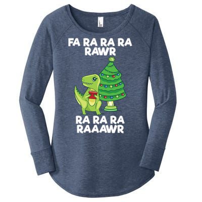 Fa Ra Rawr Christmas Tyrannosaurus Rex Xmas Santa Hat Gift Women's Perfect Tri Tunic Long Sleeve Shirt