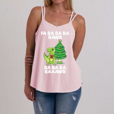 Fa Ra Rawr Christmas Tyrannosaurus Rex Xmas Santa Hat Gift Women's Strappy Tank