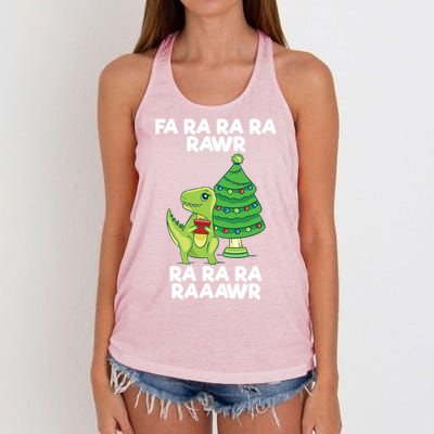 Fa Ra Rawr Christmas Tyrannosaurus Rex Xmas Santa Hat Gift Women's Knotted Racerback Tank