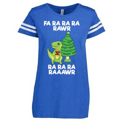 Fa Ra Rawr Christmas Tyrannosaurus Rex Xmas Santa Hat Gift Enza Ladies Jersey Football T-Shirt