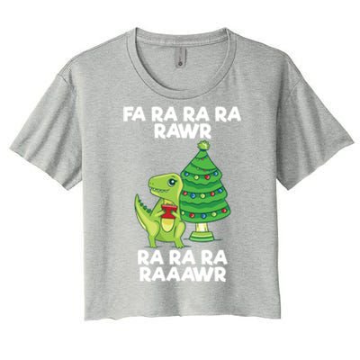 Fa Ra Rawr Christmas Tyrannosaurus Rex Xmas Santa Hat Gift Women's Crop Top Tee