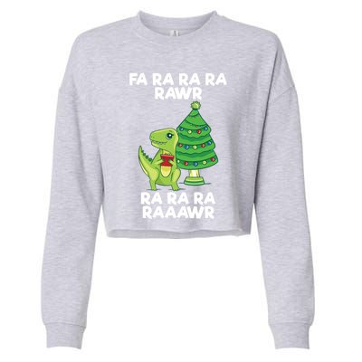 Fa Ra Rawr Christmas Tyrannosaurus Rex Xmas Santa Hat Gift Cropped Pullover Crew